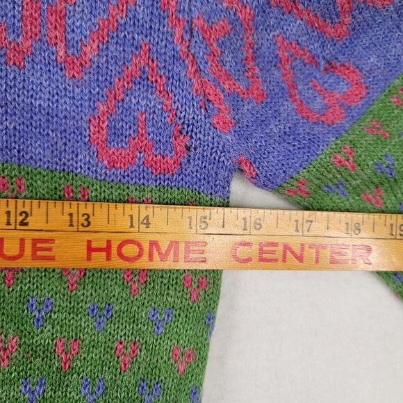 Vintage 80s Levis Juniors V-Neck Knit Sweater Heart Pattern Medium Deadstock New - Picture 9 of 11